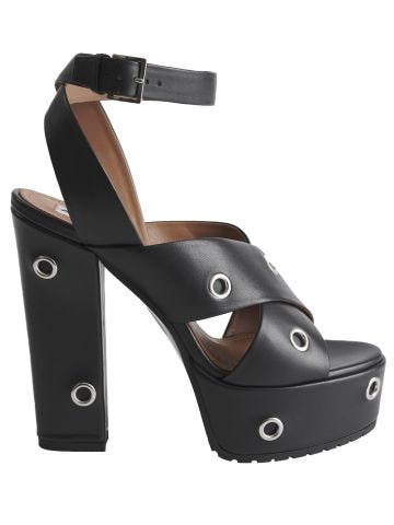 High black sandals with studs