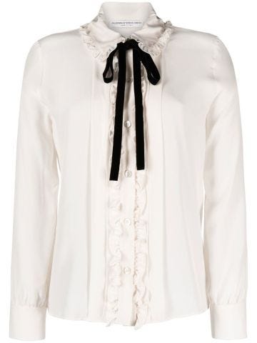 Ivory silk shirt with ruffles