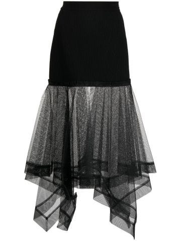 Black asymmetrical midi skirt