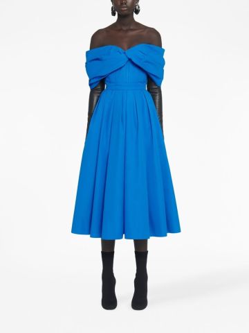Blue midi dress with bow