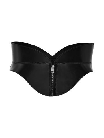 Black corset belt with zip