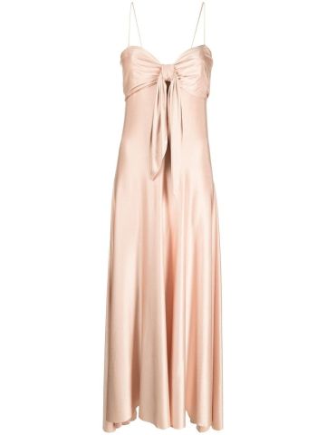 Pink long dress with bow