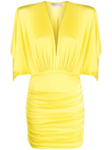 Yellow V-neck short dress