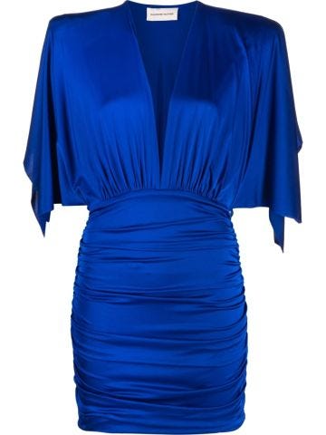 Blue V-neck short dress