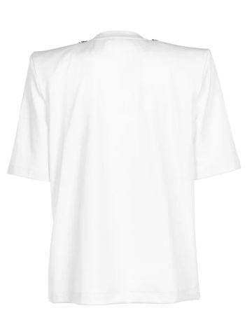 White T-shirt with jewelled neck detail