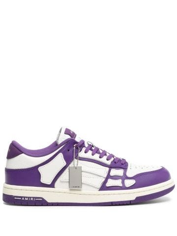 White skel top sneakers with purple inserts