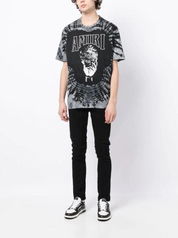 Black T-shirt with tye-dye pattern
