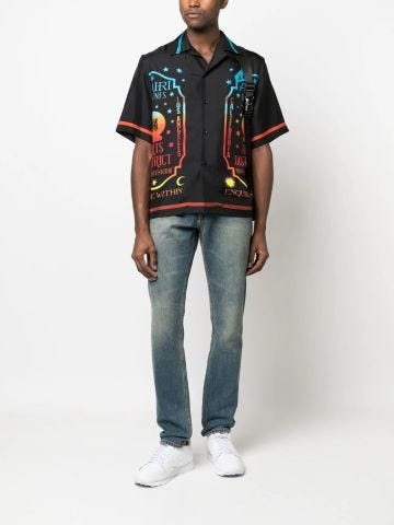 Black shirt with multicolor graphic print