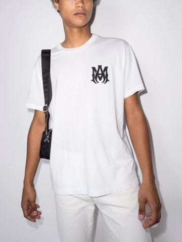 White short-sleeved T-shirt with logo print