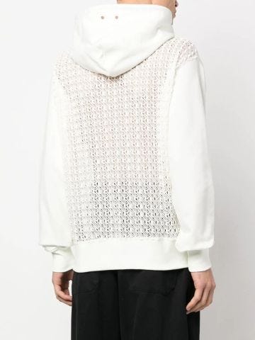 White sweatshirt with lace insert