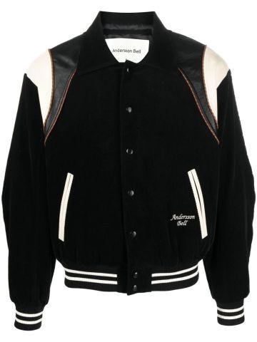 Black bomber jacket with side stripes