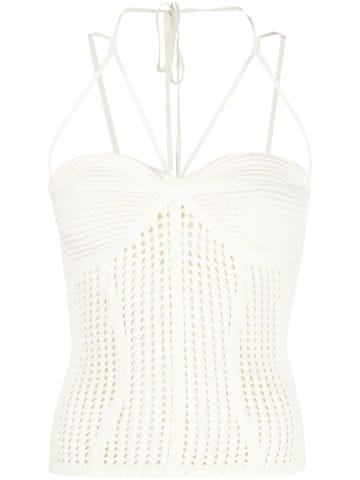 White knitted top with American neckline