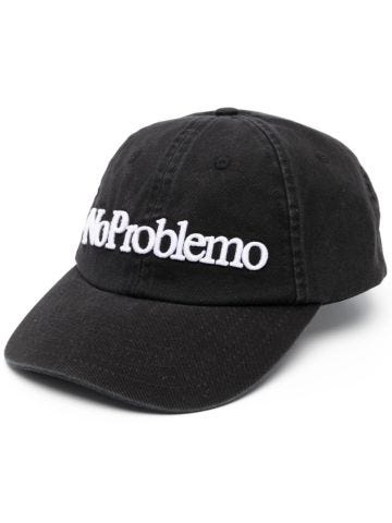 Black baseball cap with embroidery