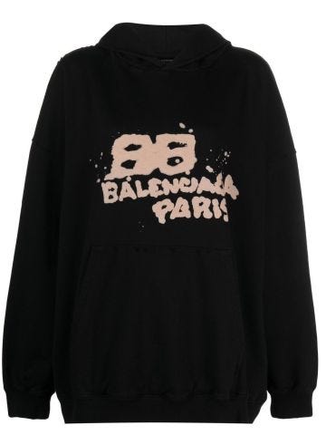 Black sweatshirt with graffiti logo print