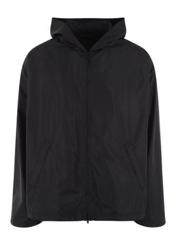 Black oversized logo windbreaker jacket