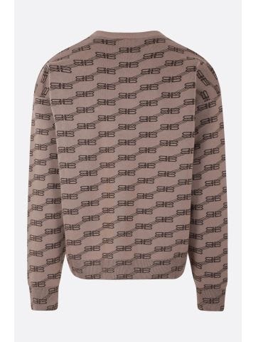 Brown crewneck sweater with micro logo