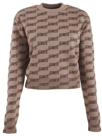 Beige sweater with all over logo