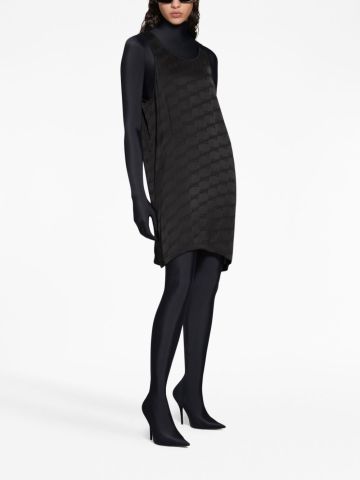 Black monogrammed camisole-style short dress