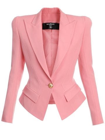 Single-breasted blazer in pink twill
