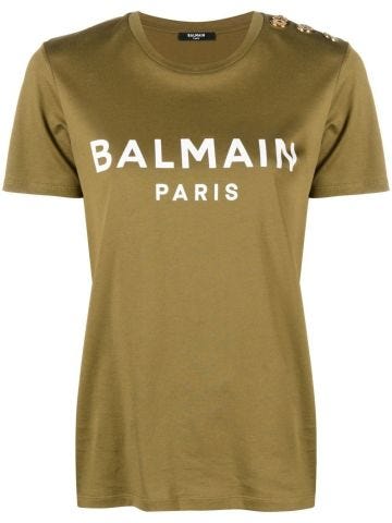 T-shirt marrone con stampa logo