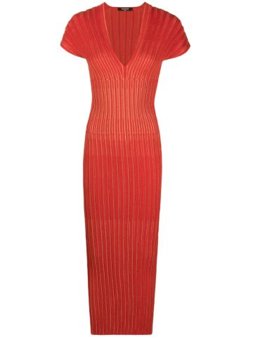 Striped knit maxi dress