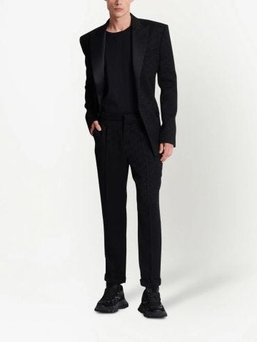 Black monogram jacquard tailored trousers