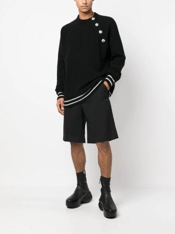 Black striped chunky-knit jumper