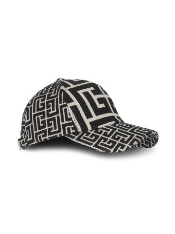 Cappellino da baseball monogram bianco e nero