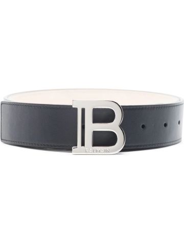 Black belt with silver logo buckle
