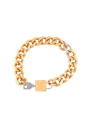 Gold brass padlock necklace