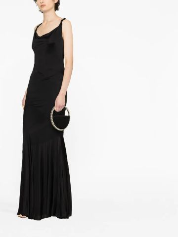 Black long dress with knot on the straps