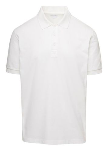 White polo shirt in Piqué Jersey