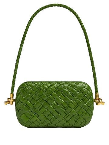 Green Knot clutch with shoulder strap