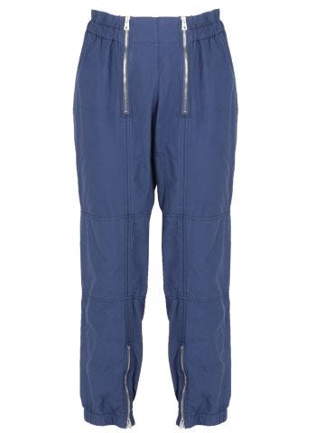 Blue double-zip trousers