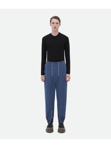 Blue double-zip trousers