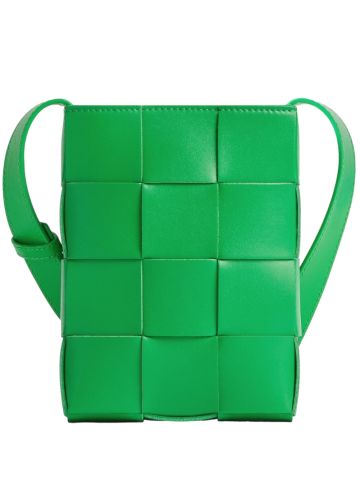 Green cross-body clutch bag with Braided motif