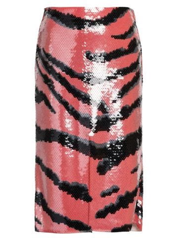 Multicoloured sequin skirt with animal print