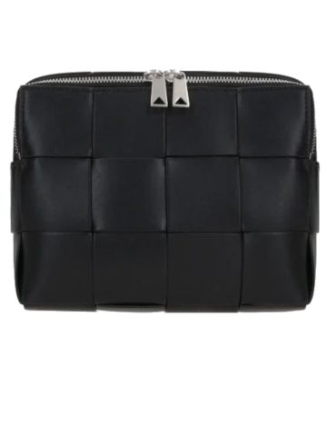 Black Cassette shoulder bag with woven pattern