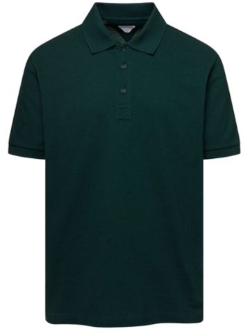 Green short-sleeved polo shirt