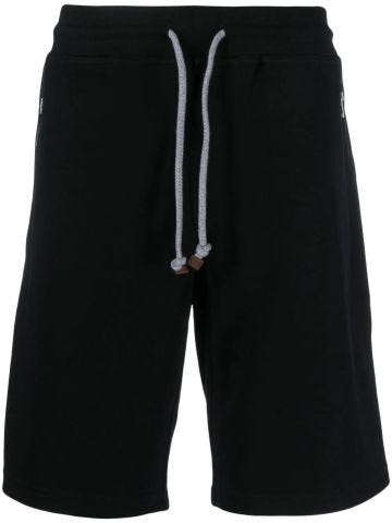 Black gym shorts with drawstring waistband