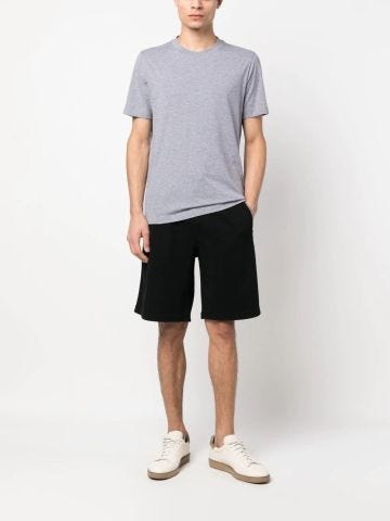 Black gym shorts with drawstring waistband