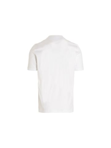 White crewneck T-shirt with logo embroidery