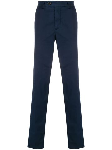 Blue tailored chino trousers with medium waist
