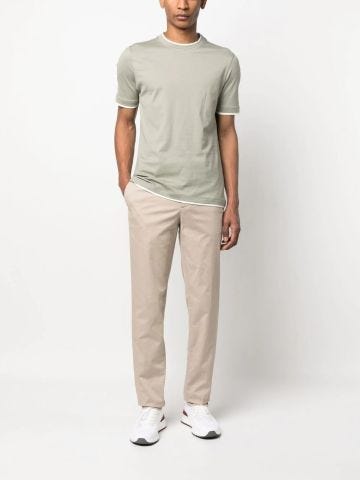 Beige Straight-cut tailored pants