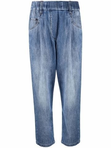 Tapered jeans with elasticized waist