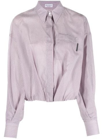 Curled lilac striped shirt