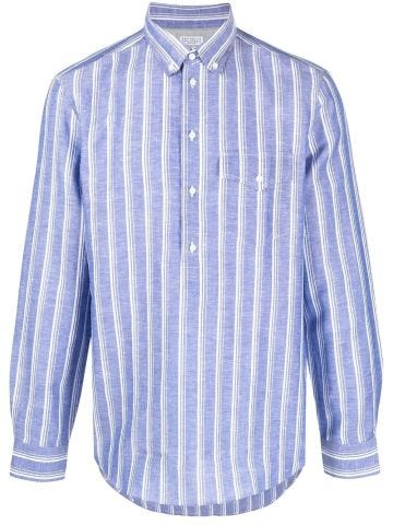 Light blue shirt with vertical stripes