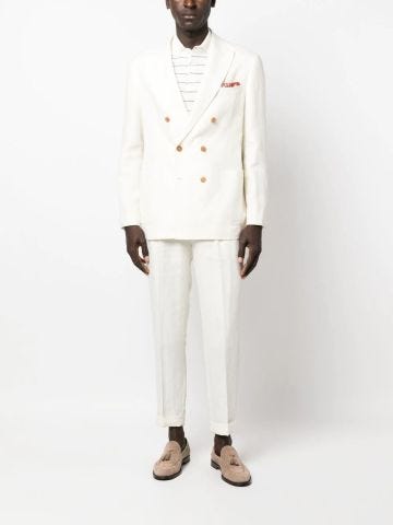 White double-breasted tailored blazer