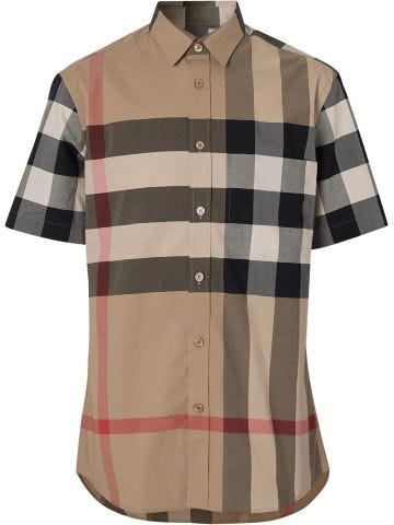 Short-sleeved shirt with oversize check print