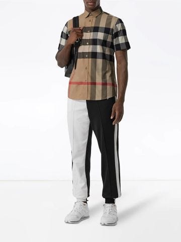 Short-sleeved shirt with oversize check print